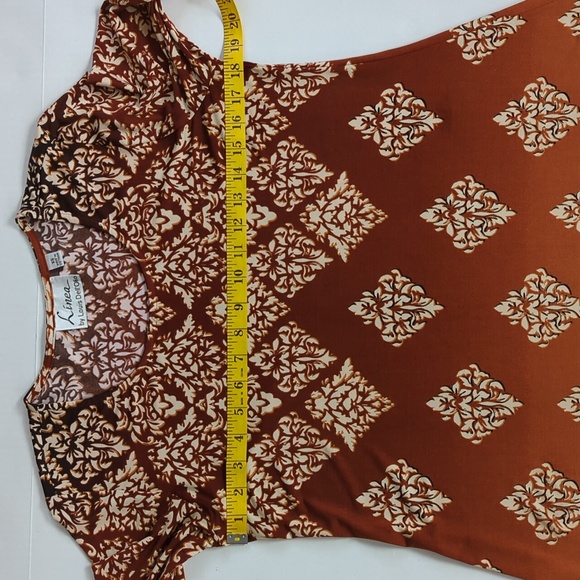 Louis Dell'Olio Geometric Pattern LS Tunic Top XS Burnt Orange/Rust - Picture 12 of 14